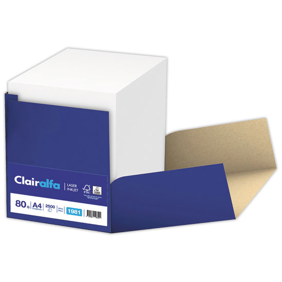 Papier blanc Clairalfa - A4 - 80 g - 1 carton de 2500 feuilles - Clairalfa photo du produit