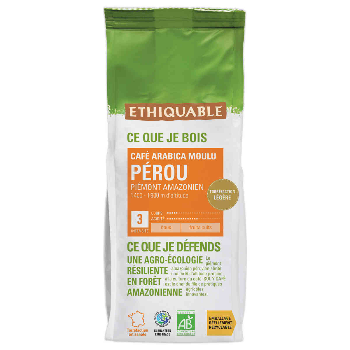 Caf&eacute; moulu biologique P&eacute;rou - 1 kg - ETHIQUABLE photo du produit