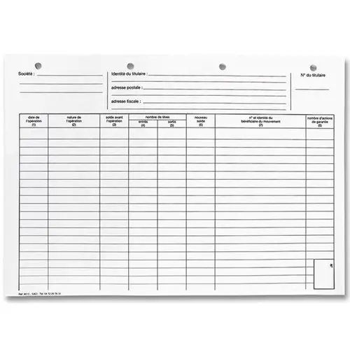 50 Fiches individuelles d'actionnaires photo du produit