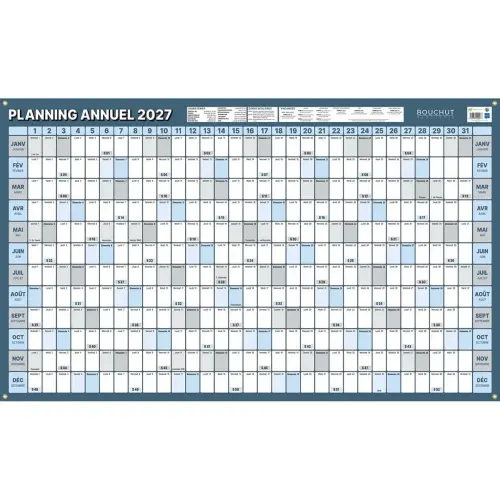 Planning annuel millésimé - 60x99 cm - Janvier à décembre - BOUCHUT GRANDREMY photo du produit