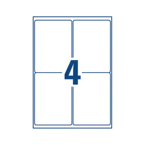 25 Planches de 4 étiquettes blanches enlevables laser - 99,1x139mm - Avery photo du produit