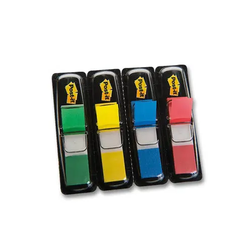 4 Distributeurs de 35 marque-pages repositionnables - 1,2 x 4,4 cm - 3M Post-It photo du produit