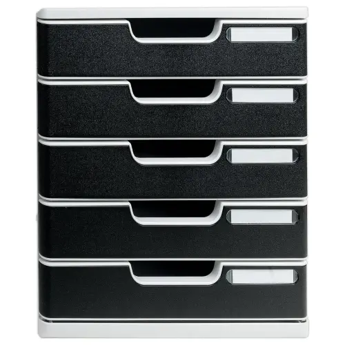 Bloc de classement 5 tiroirs Modulo - Noir - Exacompta photo du produit
