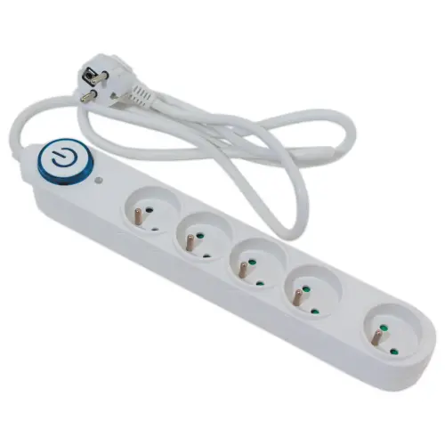Bloc multiprises 5 prises - C&acirc;ble 1,5 m - Avec interrupteur photo du produit