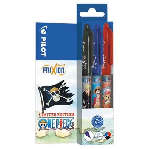3 Stylos billes gels Frixion Ball - Effa&ccedil;ables - Collection One Piece - Pilot photo du produit
