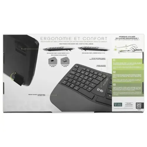 Clavier ergonomique sans fil rechargeable photo du produit