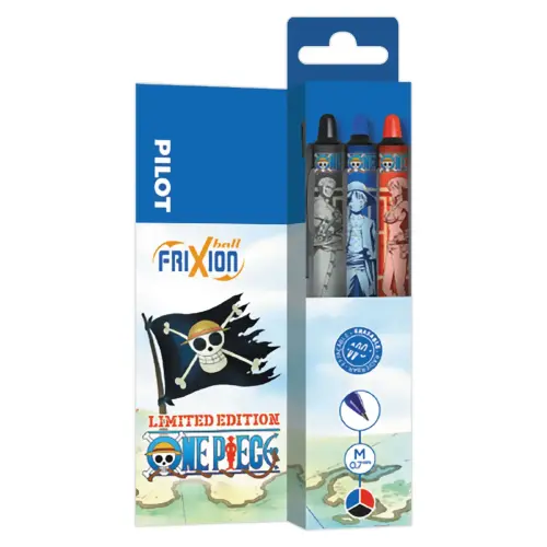 3 Stylos billes gels Frixion Ball+ - Effa&ccedil;ables - Collection One Piece - PILOT photo du produit