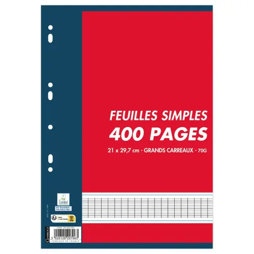 200 Feuilles simples Cambridge - A4 - R&eacute;glure Sey&egrave;s - 70g - Conquerant photo du produit