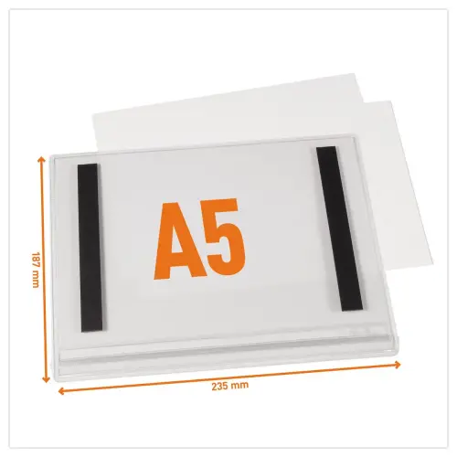 5 Pochettes d'affichage &eacute;tanches - A5 - Magn&eacute;tiques - Durable photo du produit