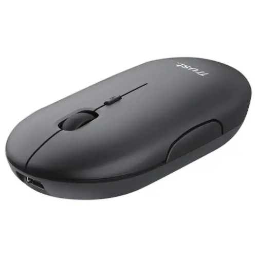 Souris sans fil PUCK ultra-plate rechargeable noire photo du produit