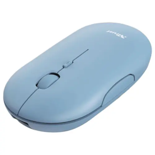 Souris sans fil PUCK ultra-plate rechargeable bleue photo du produit