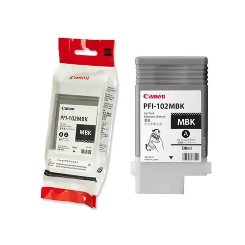 Cartouche jet d'encre CANON noire PFI-102MBK photo du produit