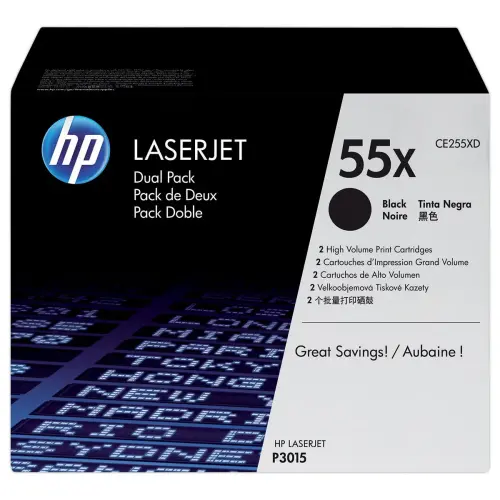 2 Toners HP 55X LaserJet - CE255XD - Noir photo du produit