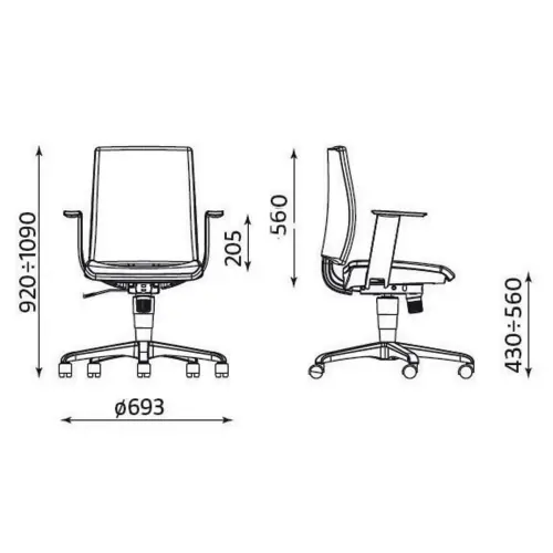 Siège ergonomique synchrone décalé Intrata - Assise gris foncée, dossier noir - Nowy Styl photo du produit