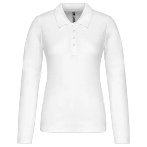 Polo femme - Manches longues - Taille S - Blanc photo du produit