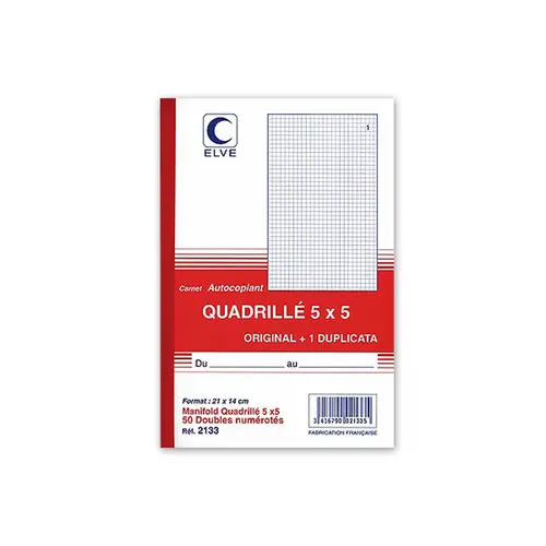 Manifold autocopiant imprimé quadrillé  - 14,8 x 21 cm - LE DAUPHIN photo du produit