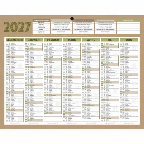 Calendrier banque 2027 Natura 12 mois - 26,5 x 21 cm - BOUCHUT GRANDREMY photo du produit