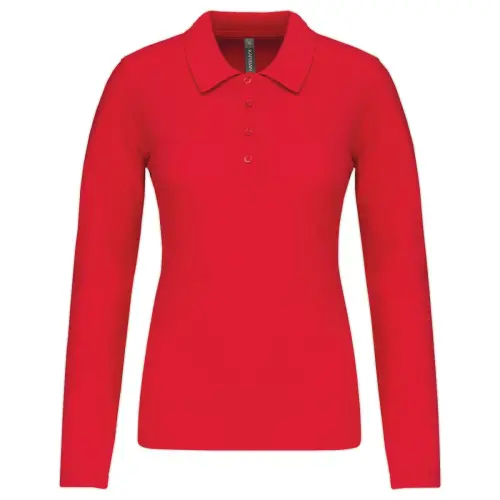 Polo piqué manches longues femme rouge taille XXL photo du produit