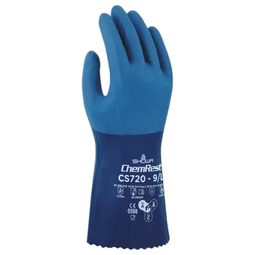 10 Paires de gants protection chimique showa cs720 nitrile bleu taille s photo du produit