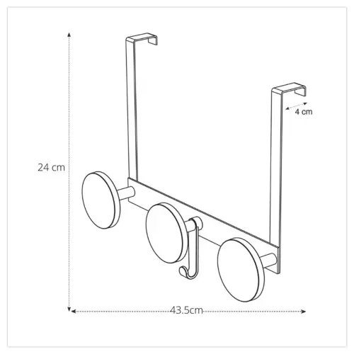 Patère de porte Triple - métal et noir - ALBA photo du produit