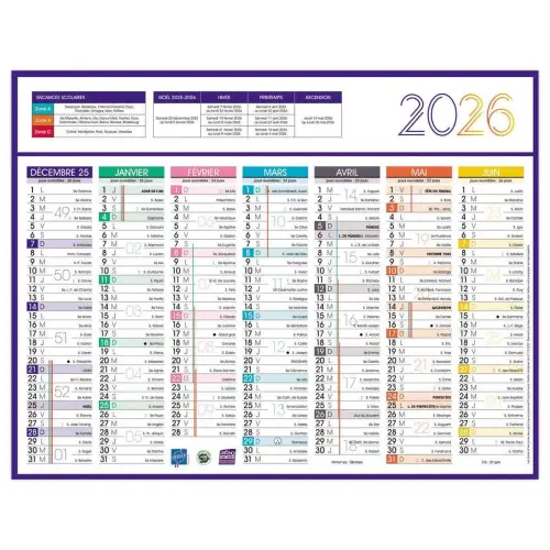 50 Calendriers de banque Couleurs 14 mois - 27 x 21cm - Déc/Janv photo du produit