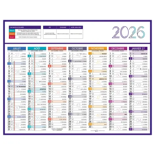 50 Calendriers de banque Couleurs 14 mois - 27 x 21cm - Déc/Janv photo du produit