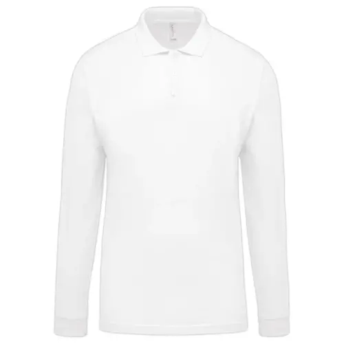 Polo piqué manches longues homme blanc taille XXL photo du produit