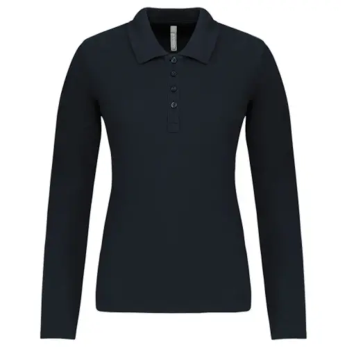 Polo piqué manches longues femme navy taille s photo du produit