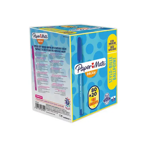 100 Stylos billes Inkjoy - Bleu - PAPERMATE photo du produit