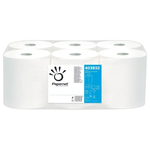 6 rouleaux d'essuie-mains pour distributeur &agrave; d&eacute;vidage central - 450 feuilles - Papernet photo du produit