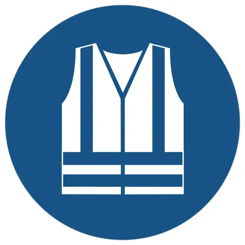 Panneau PVC rond adhésif ø 280mm Veste de haute visibilité obligatoire photo du produit