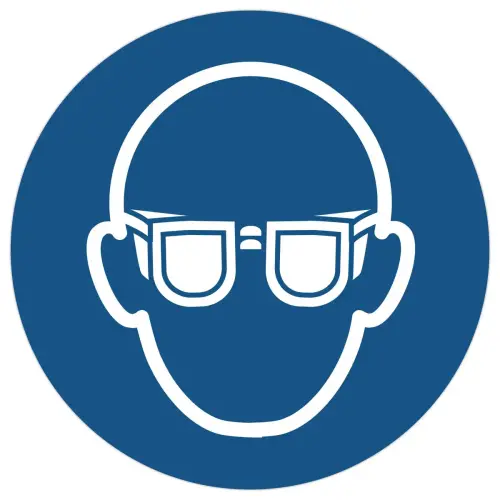 Panneau PVC rond adh&eacute;sif &oslash; 280mm Lunettes de protection obligatoires photo du produit