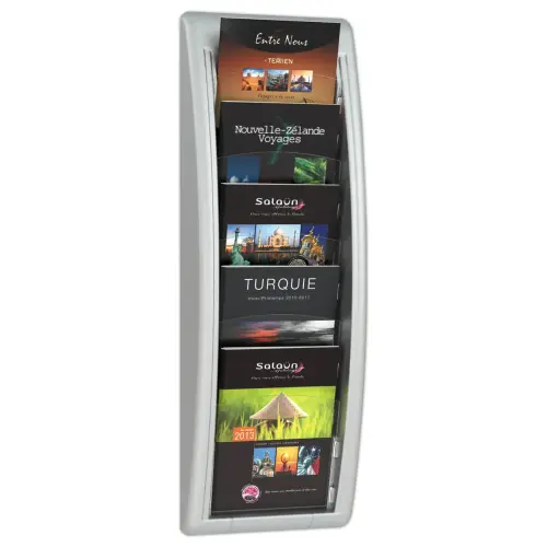 Présentoir mural aluminium Quick Fit - Paperflow - 5 cases A5 photo du produit