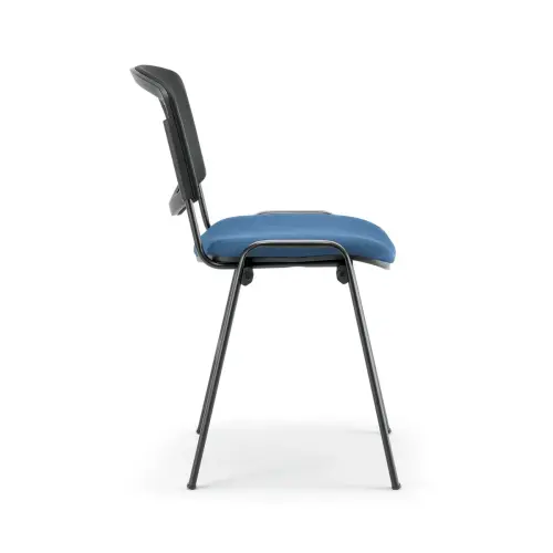 Chaise confort Iso - Assise bleu gris et dossier résille noir photo du produit