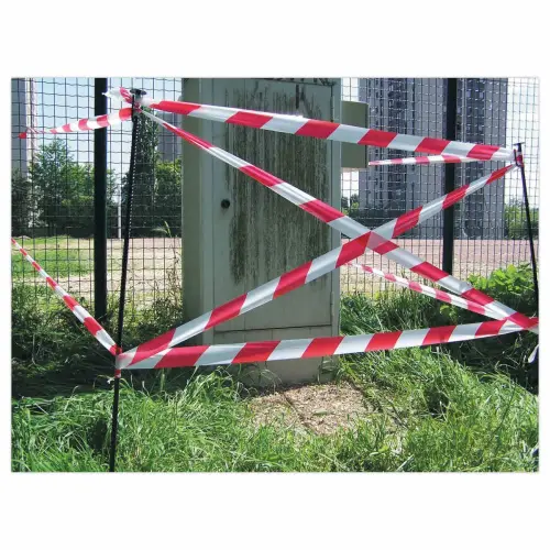 Ruban de signalisation rouge et blanc - 100 m x 50 mm - Viso photo du produit