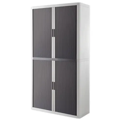 Armoire haute &agrave; rideaux gris anthracite Easyoffice - Hauteur 2m - Paperflow photo du produit