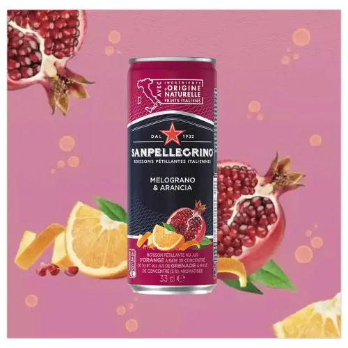 6 Canettes San Pellegrino melograna arancia slim 33cl photo du produit