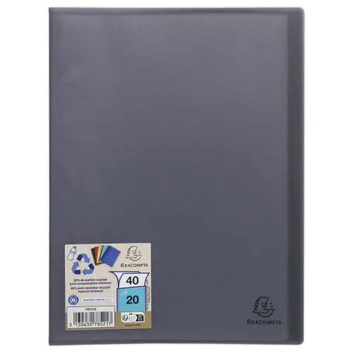 Prot&egrave;ge-documents plastique recycl&eacute; - 40 vues - Noir - Exacompta photo du produit