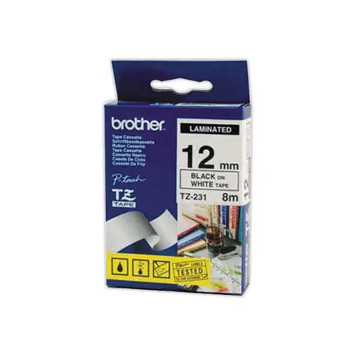 Ruban pour titreuse BROTHER TZSE 231 12mm blanc impression noire LAM photo du produit