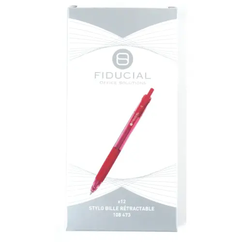 Stylo bille rétractable - Avec grip - Ecriture moyenne - Rouge - Fiducial photo du produit