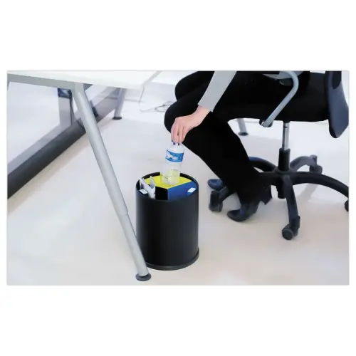 Corbeille tri sélectif  - 3 compartiments - 13L - Noir photo du produit