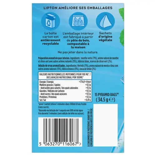 15 Infusion à froid - Citron vert & Menthe - LIPTON photo du produit