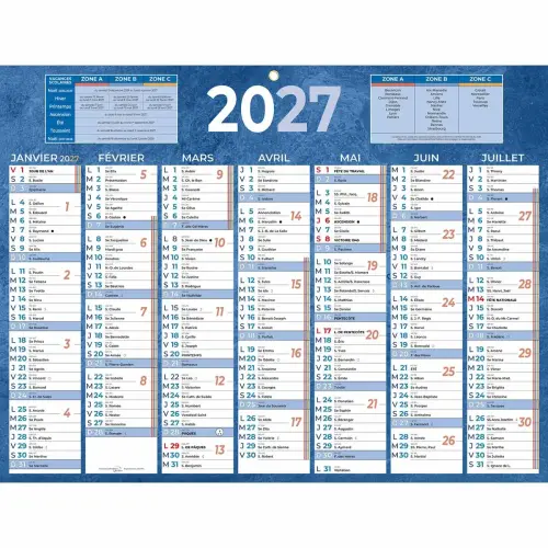 Calendrier de banque bleu 13 mois - 42x32 cm - BOUCHUT GRANDREMY photo du produit