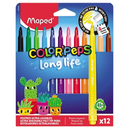 12 Feutres Long Life - Pointe moyenne - Maped photo du produit