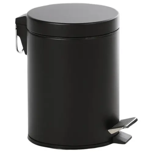 Collecteur &agrave; p&eacute;dale avec bac int&eacute;rieur en plastique - 5L - Noir photo du produit