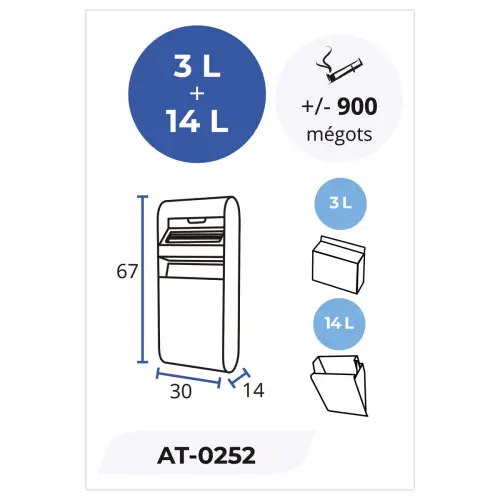 Cendrier mural avec corbeille - Anthracite - Probbax photo du produit