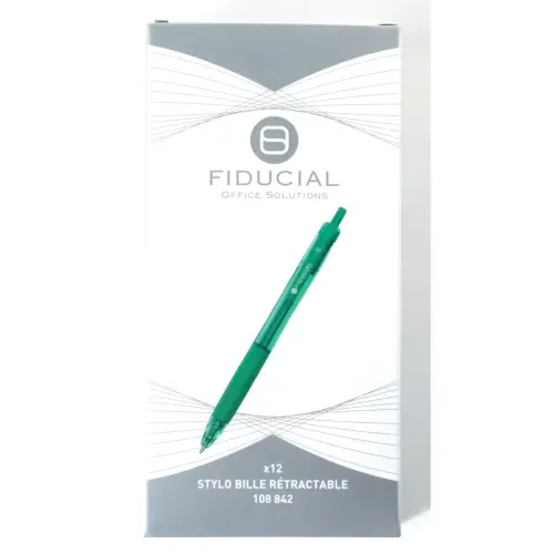 Stylo bille r&eacute;tractable - Avec grip - Ecriture moyenne - Vert - Fiducial photo du produit