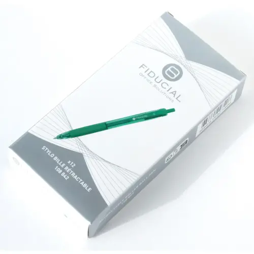 Stylo bille r&eacute;tractable - Avec grip - Ecriture moyenne - Vert - Fiducial photo du produit