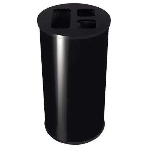 Collecteur tri s&eacute;lectif  - 3 compartiments - 60L - Noir. photo du produit