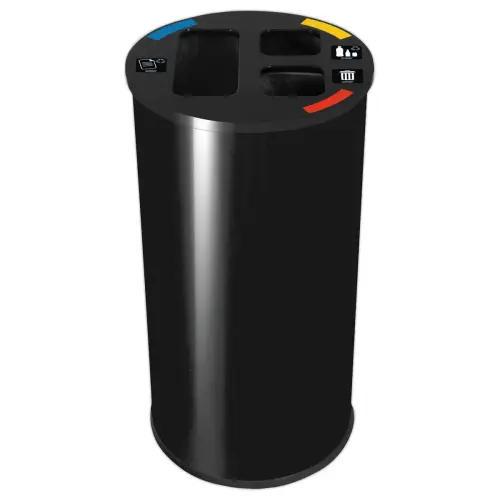 Collecteur tri s&eacute;lectif  - 3 compartiments - 60L - Noir. photo du produit